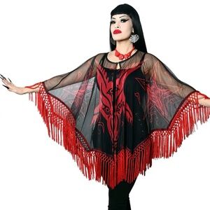 Kreepsville 666 Satanic Baphomet Goat Head Mesh Cape goth / halloween